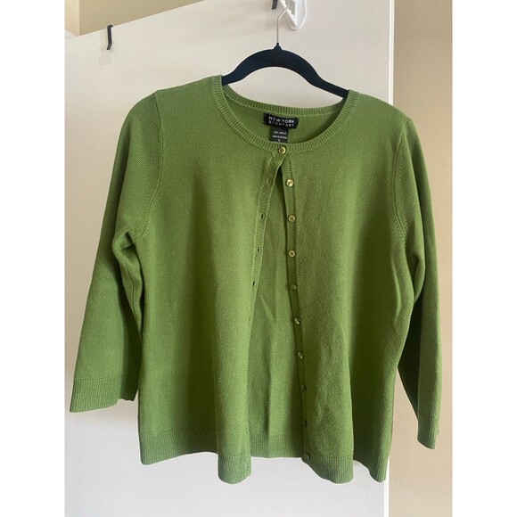 New York and Company Olive Green Cardigan Sweater Size Large EUC - Picture 1 of 9